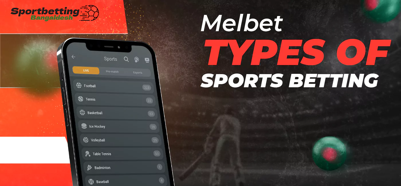 Sports and events available for betting at Melbet