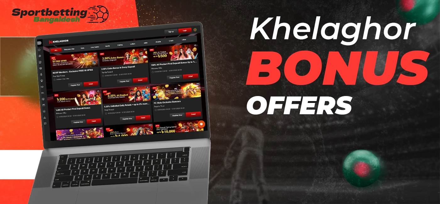 Bonus offers at Khelaghor, specified conditions for registered players