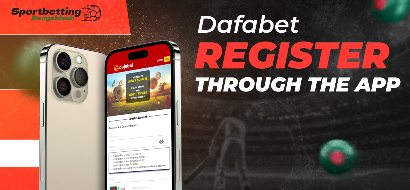 Registration through the Dafabet mobile app with main steps included