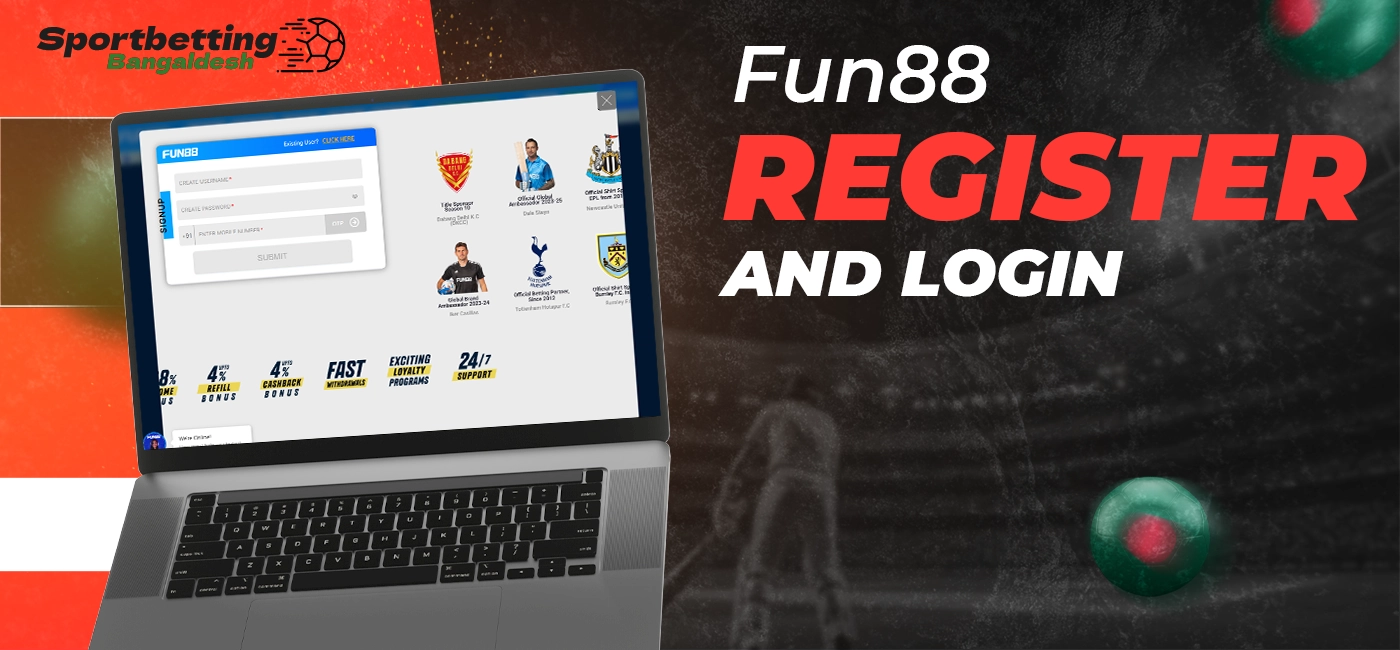 Registration and login steps for a Fun88 account explained