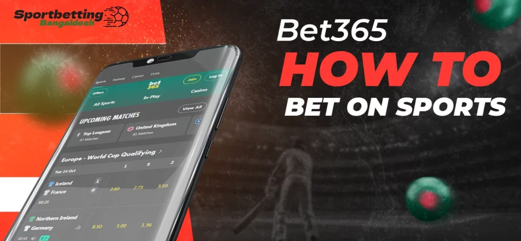 Instructions and process for placing sports bets at Bet365