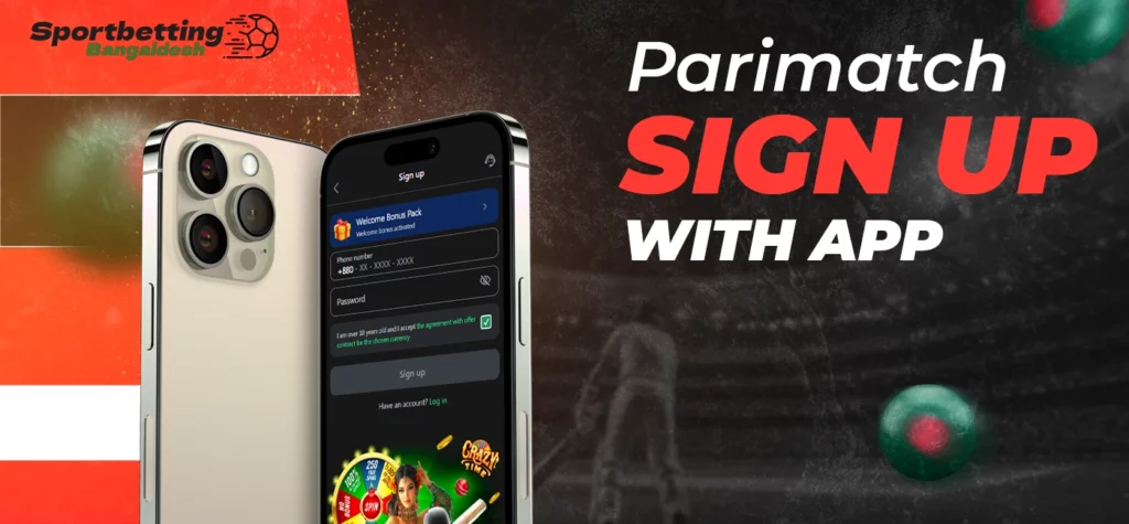 Signing up through Parimatch mobile app