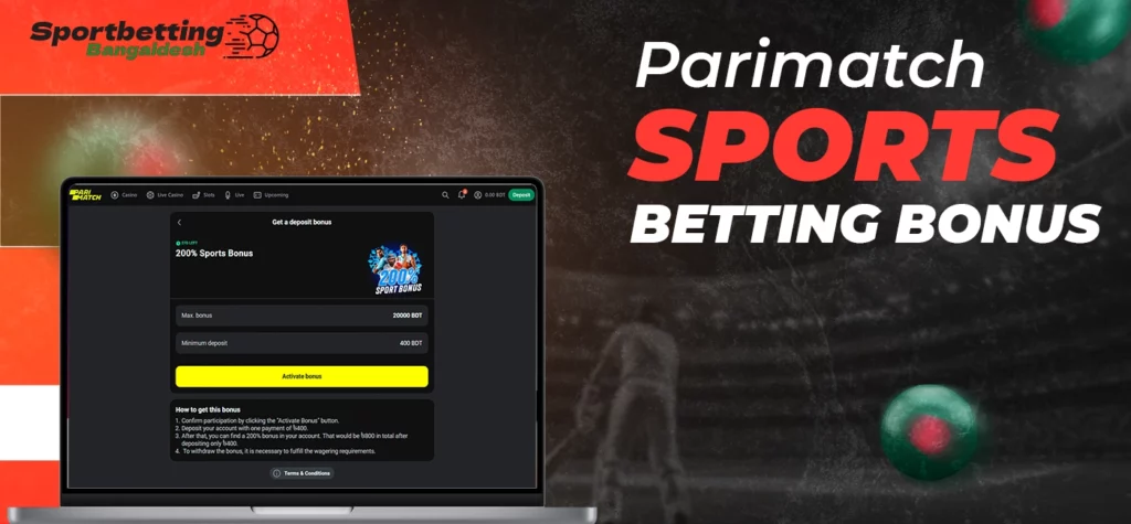 Parimatch sports betting bonus for users placing sports bets in Bangladesh
