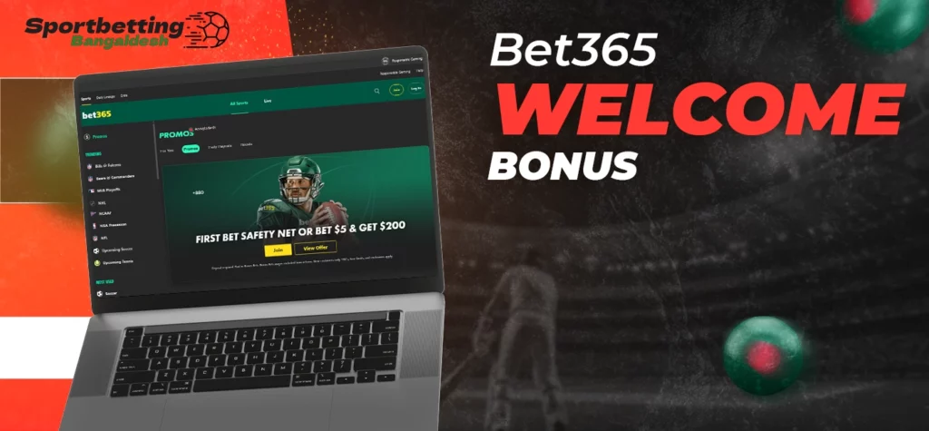 Welcome bonus provided for newcomers registering at Bet365 in 2025